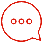 Rotes Icon einer Sprechblase mit drei Punkten