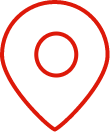 Rotes Icon eines Standortmarkers mit Kreis in der Mitte